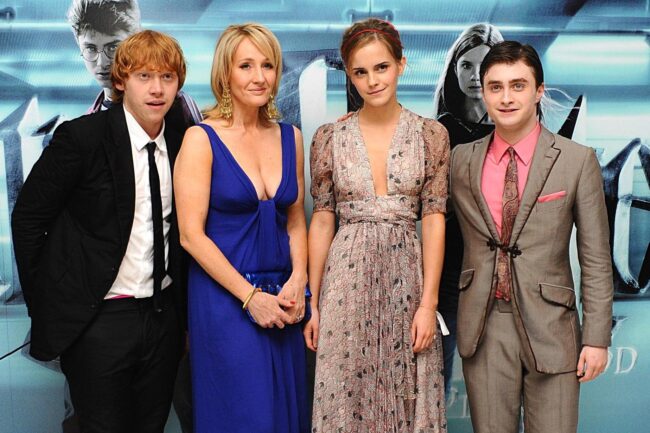 J K Rowling with harry potter